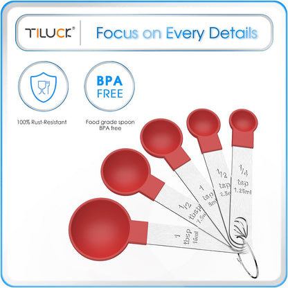TILUCK Measuring Cups & Spoons Set, Stackable Cups and Spoons, Nesting Measure Cups with Stainless Steel Handle, Kitchen Gadgets for Cooking & Baking (Green)