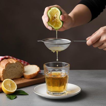 Sieve Fine Mesh Stainless Steel, Mesh Strainer with Handle, Fine Meshes Strainers for Cooking Tea Food Strainer (Send 1 Spoon)