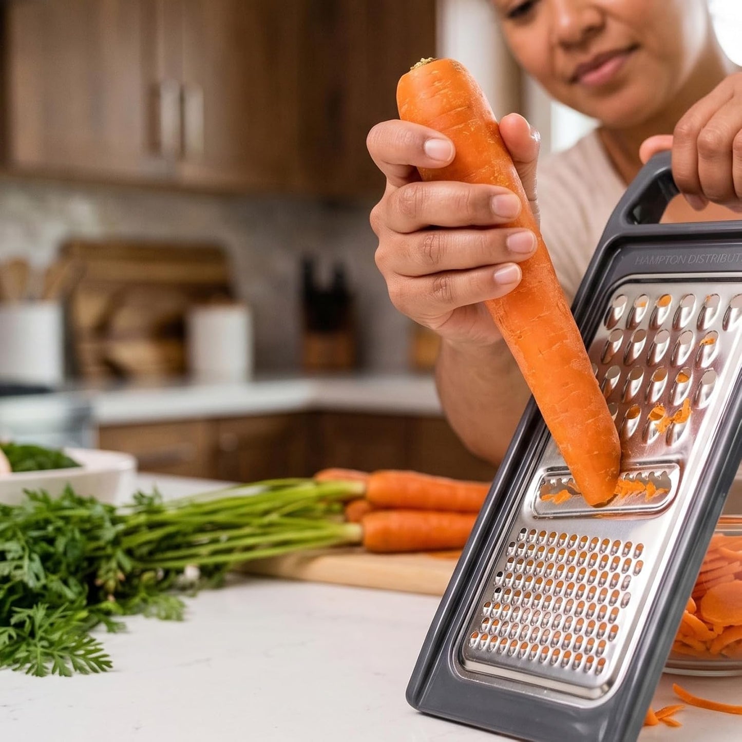 Cheese Grater with Handle, Stainless Steel, Cheese Shredder, Fruit and Vegetable Zester, Multifunction Kitchen Tool, Hampton Distribution