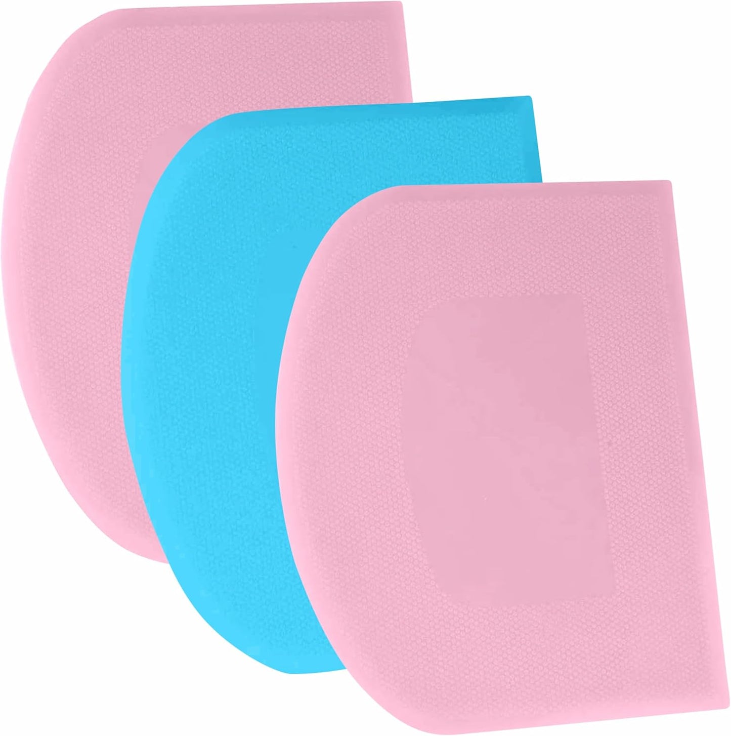 SURDOCA Dough Scraper Bench Scraper - 3P 4.7x3.7" Plastic Flexible Bowl Scraper, Sharp Edge & Angles Cake Scraper. Non-Slip Bakeware Decorating Tools Sculpting & Modeling Tools - Pure White - Colors B