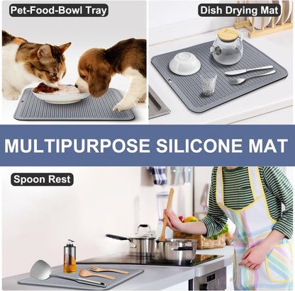 Walfos Silicone Trivet Mats - 4 Heat Resistant Pot Holders, Multipurpose Non-Slip Hot Pads for Kitchen Potholders, Hot Dishers, Jar Opener, Spoon Holder, Food Grade Silicone & BPA Free (Black)