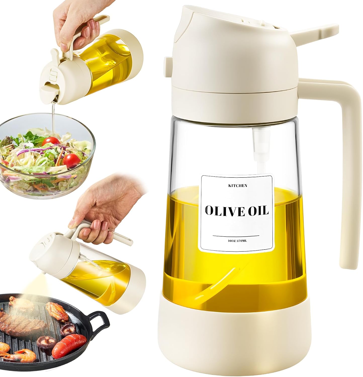 PARACITY 2 in 1 Oil Dipenser Bottle with Silicone Bottom (Black-2PCS)