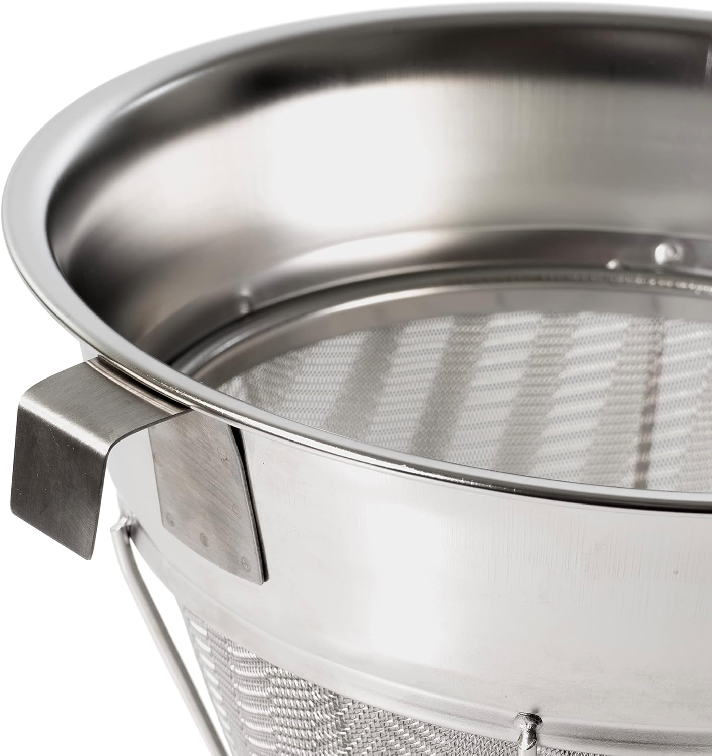 PINKIECLINK Bouillon Strainer - Stainless Steel Fine Mesh Metal Food Chinois, Cone Separator, Kitchen Colander Sieve for Sauce Jam Jelly Tea, 8" - With Spatula