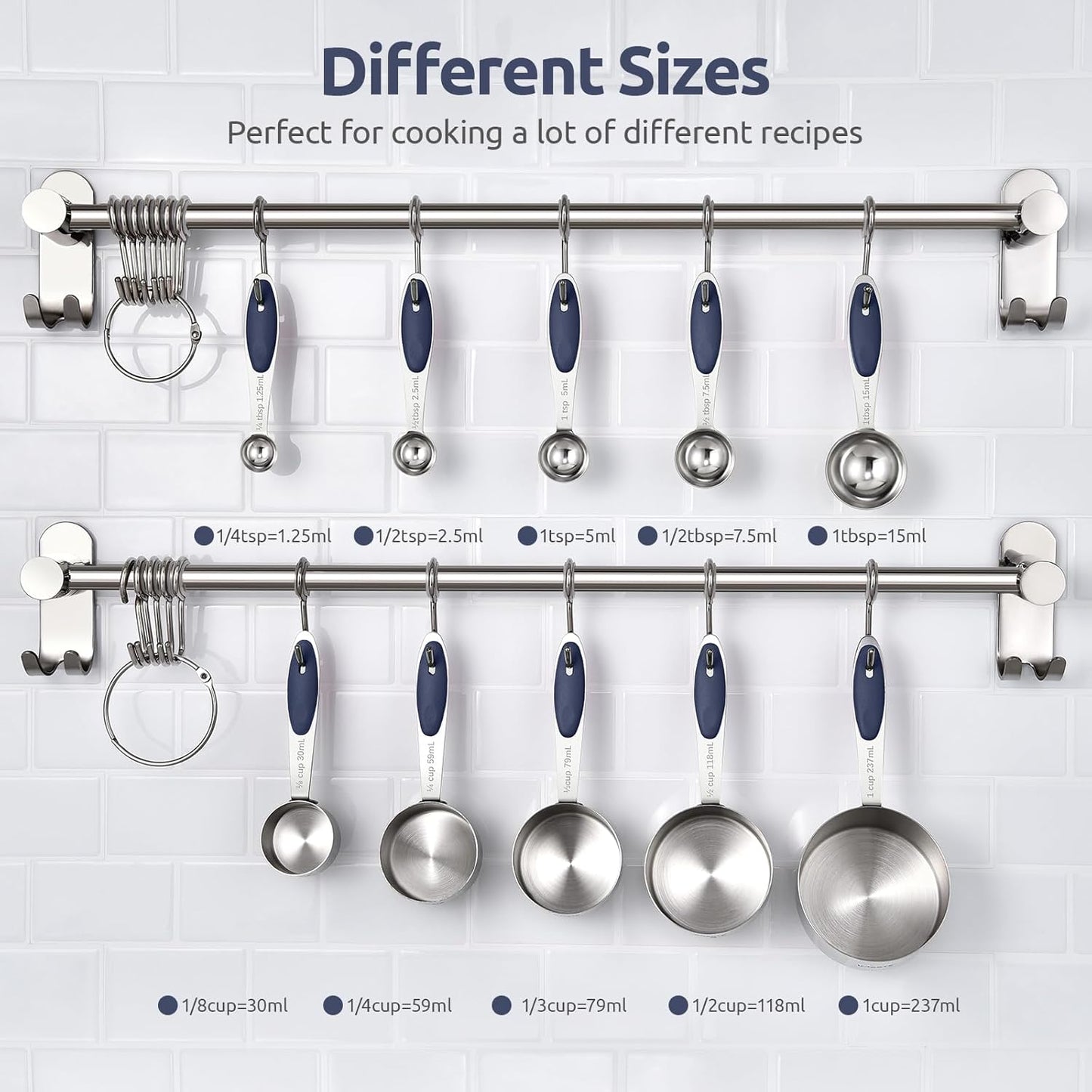 Measuring Cups : U-Taste 18/8 Stainless Steel Measuring Cups and Spoons Set of 10 Piece, Upgraded Thickness Handle(Black)