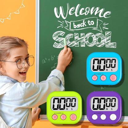 ZILLEEN 6 Pack Kitchen Timers for Cooking Digital Classroom Timers for Kids Teachers Blue Green Purple