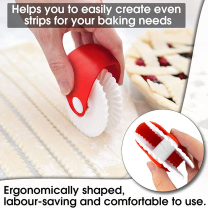 2 Pack Pastry Cutting Wheel, Pastry Wheel Decorator Pie Crust Pastry Wheel and Cutter for Cutting Pastry, Rolled Pastry Pie Crimper, Baking & Cooking Tool for Apple Pie Crust or Ravioli Pasta