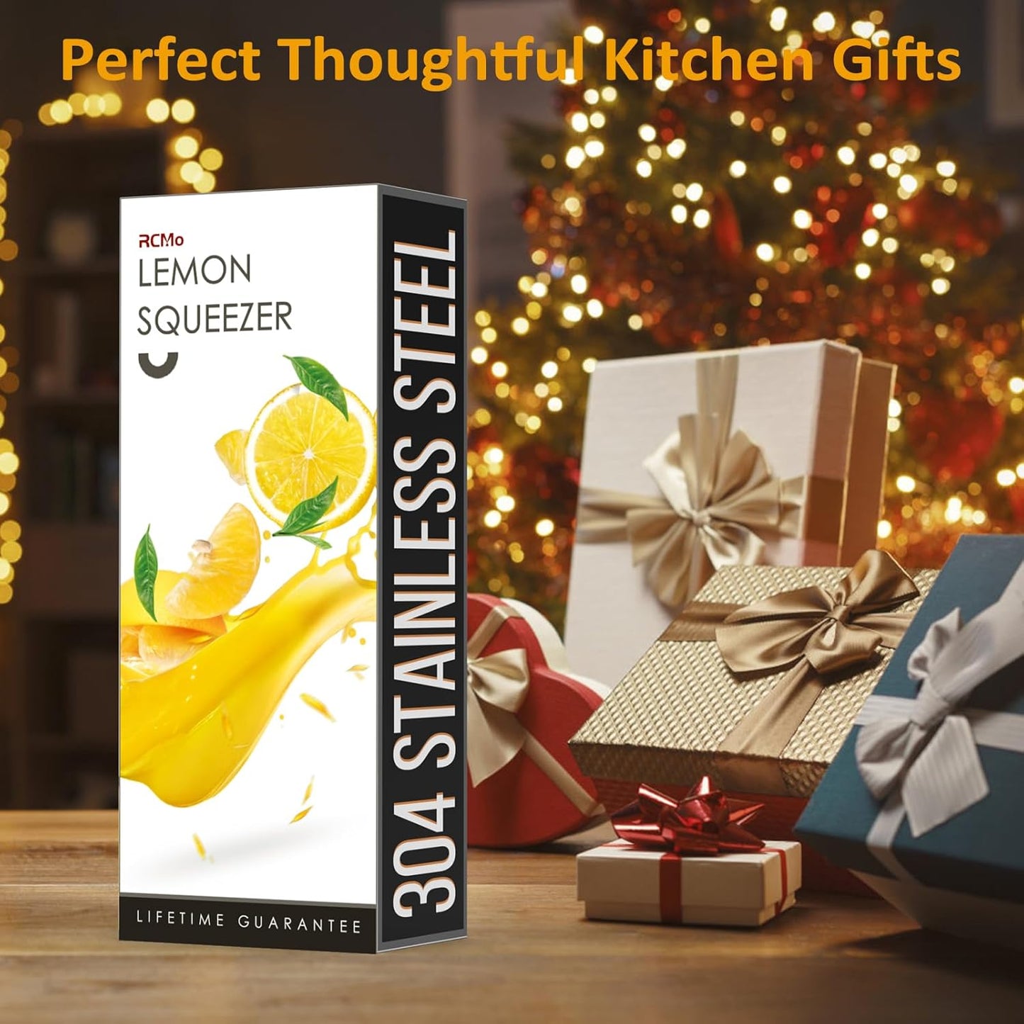 Stainless Steel Lemon Squeezer - Metal Citrus Juicer - Lime Lemon and Fruit Juicer with Silicone Handles - Large Manual Citrus Press Juicer - Hand Held Squeezer - Ergonomic Design with Solid