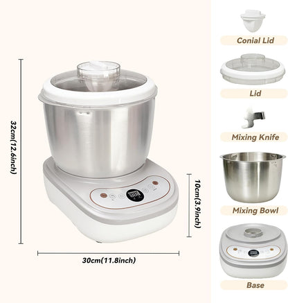 Dough Maker with Ferment Function 7.4Qt Large Capacity Dough Mixer,Commercial&Household Bread Mixer for Pizza, Noodles, Bread,Sourdough Kneading Machine with Stainless Steel Bowl, Face-up Touch Panel