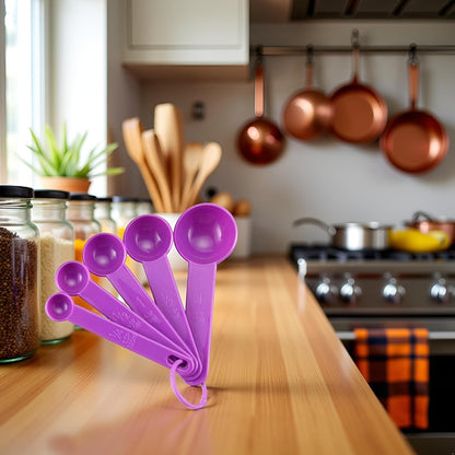 5Pcs Measuring Spoon for Baking White Plastic Teaspoon Tablespoon X9G5 Tool Measuring Utensil,Fits in Spice Jars Purple Gift Measuring Dry and Liquid Ingredients