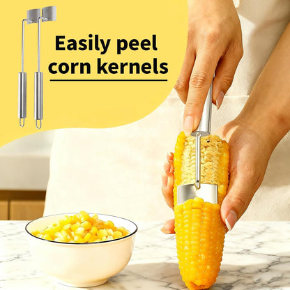 2Pcs Stainless Steel Corn Peeler for Corn On the Cob,Corn Cob Stripper tool for Home Kitchen and Outdoor Dining