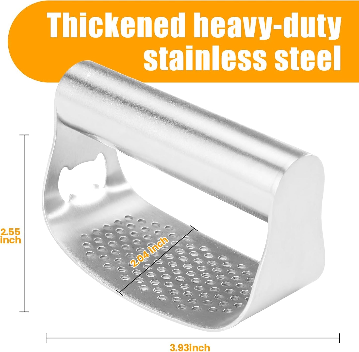 Garlic Press Rocker,Manual Crusher & Mincer with Ergonomic Handle for Easy Cleaning,Rust Proof Kitchen Tool for Ginger (Silverblack)