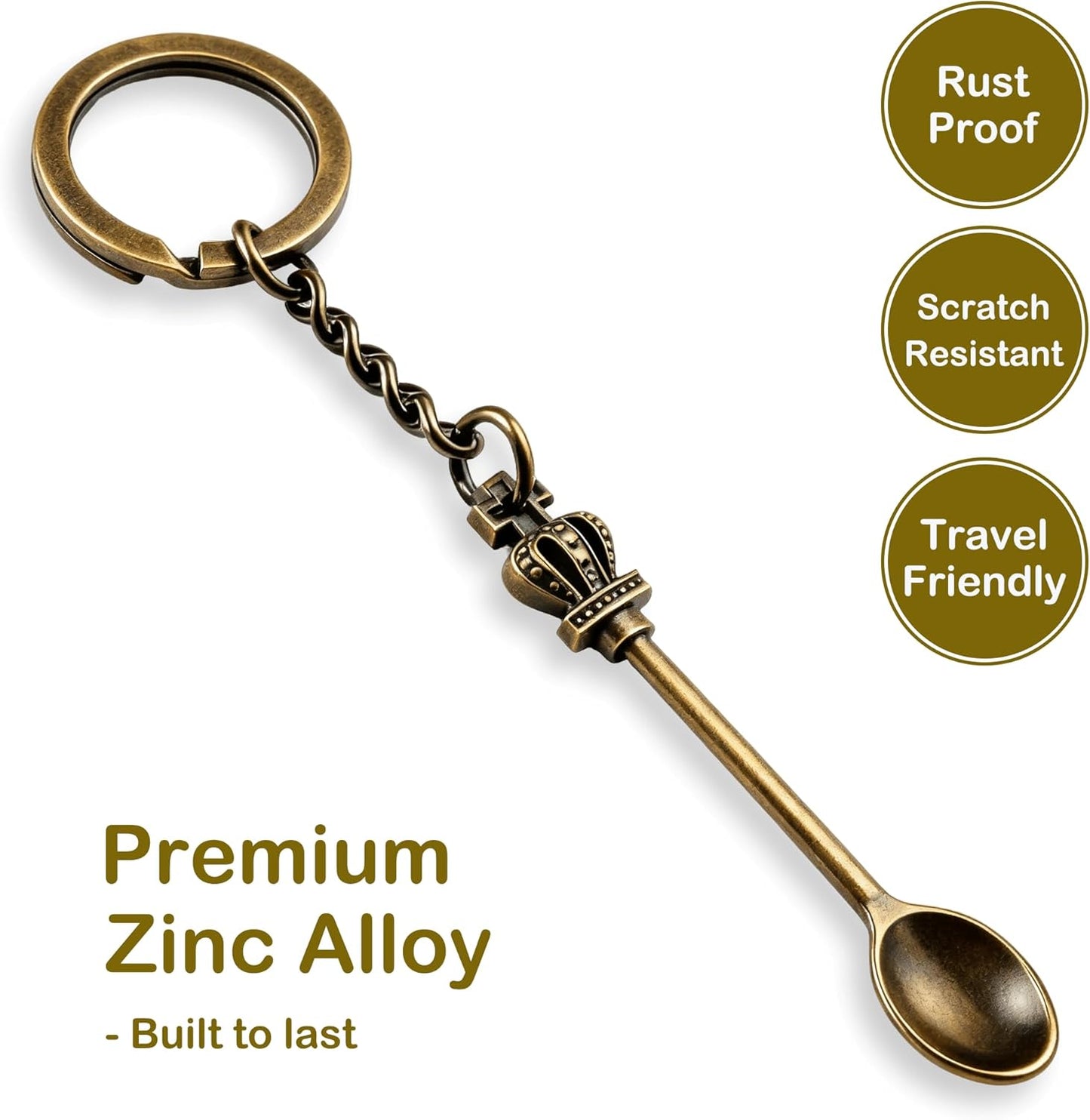 8 Pack Small Measuring Tools Spoon Keychain with Split Key Rings, Metal Mini Powder Spoons for Medicine, Pill Bottle, Craft, Partty (Multicolor, Tiny)