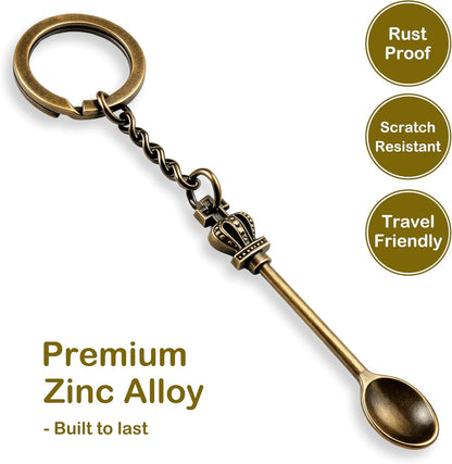 8 Pack Small Measuring Tools Spoon Keychain with Split Key Rings, Metal Mini Powder Spoons for Medicine, Pill Bottle, Craft, Partty (Multicolor, Tiny)