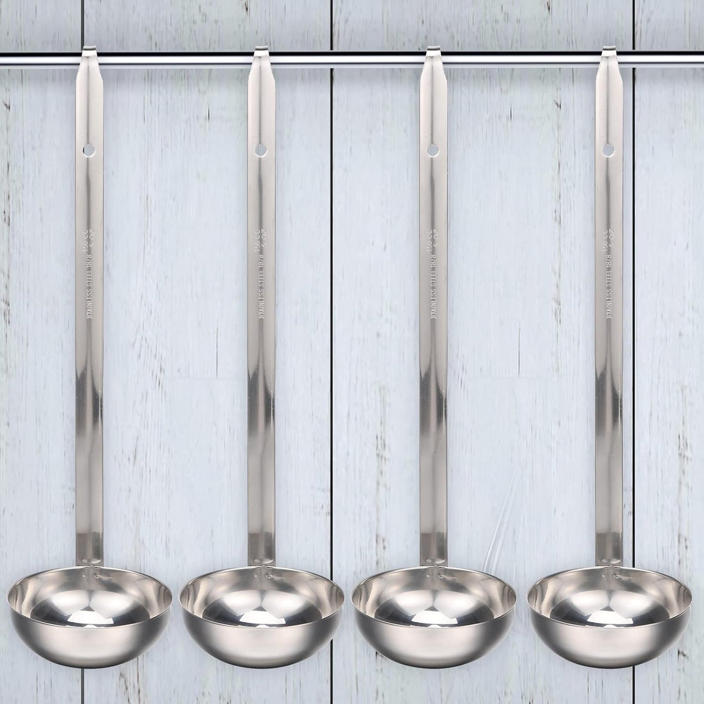 Cunhill 5 Pcs Soup Ladles Stainless Steel Serving Ladles with Long Handle for Serving, Cooking, Stirring, Portioning Kitchen Restaurant Accessories(4 oz)