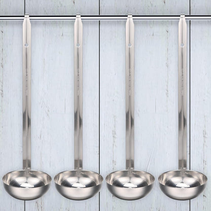 Cunhill 5 Pcs Soup Ladles Stainless Steel Serving Ladles with Long Handle for Serving, Cooking, Stirring, Portioning Kitchen Restaurant Accessories(4 oz)