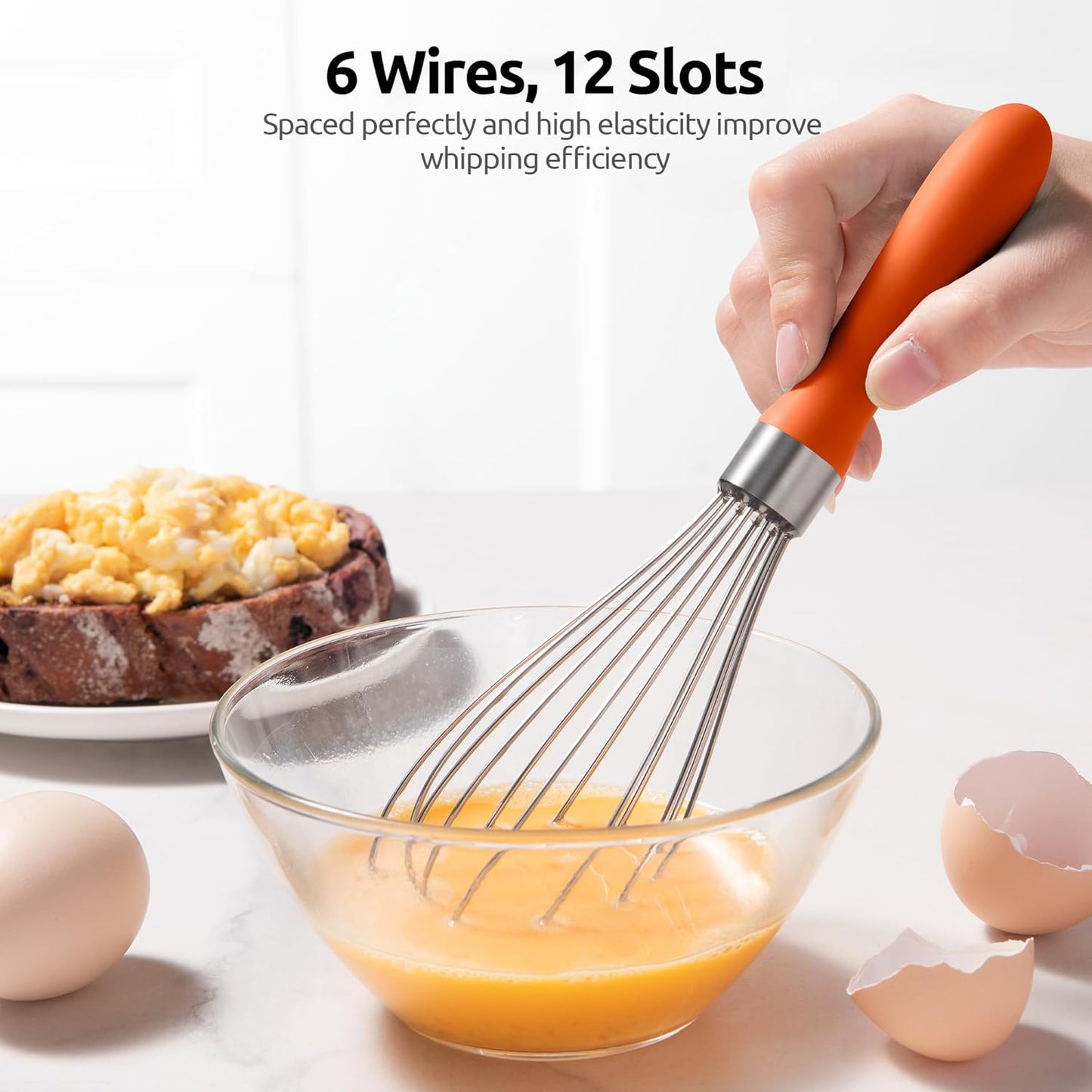 U-Taste 7" Mini Whisk for Cooking: 18/8 Stainless Steel Small Metal Kitchen Wisk, Tiny Hand Mixing Tool for Coffee, Egg, Sauce, 6-Wires Compact Head for Baking, Beating in Bowl, Mug, Jar (Set of 2)