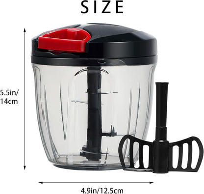 Ourokhome Manual Food Processor Vegetable Chopper, Portable Hand Pull String Garlic Mincer Onion Cutter for Veggies, Ginger, Fruits, Nuts, Herbs, etc., 500ml, Deep Blue