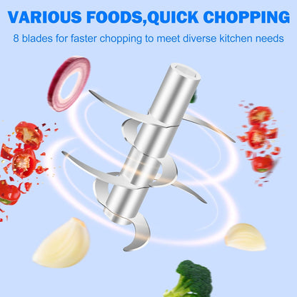 450ML (1.8 Cup) Electric Garlic Chopper, Mini Portable Food Processor, Garlic Grinder Masher for Onion, Ginger, Chili, Fruit, Vegetable, Meat