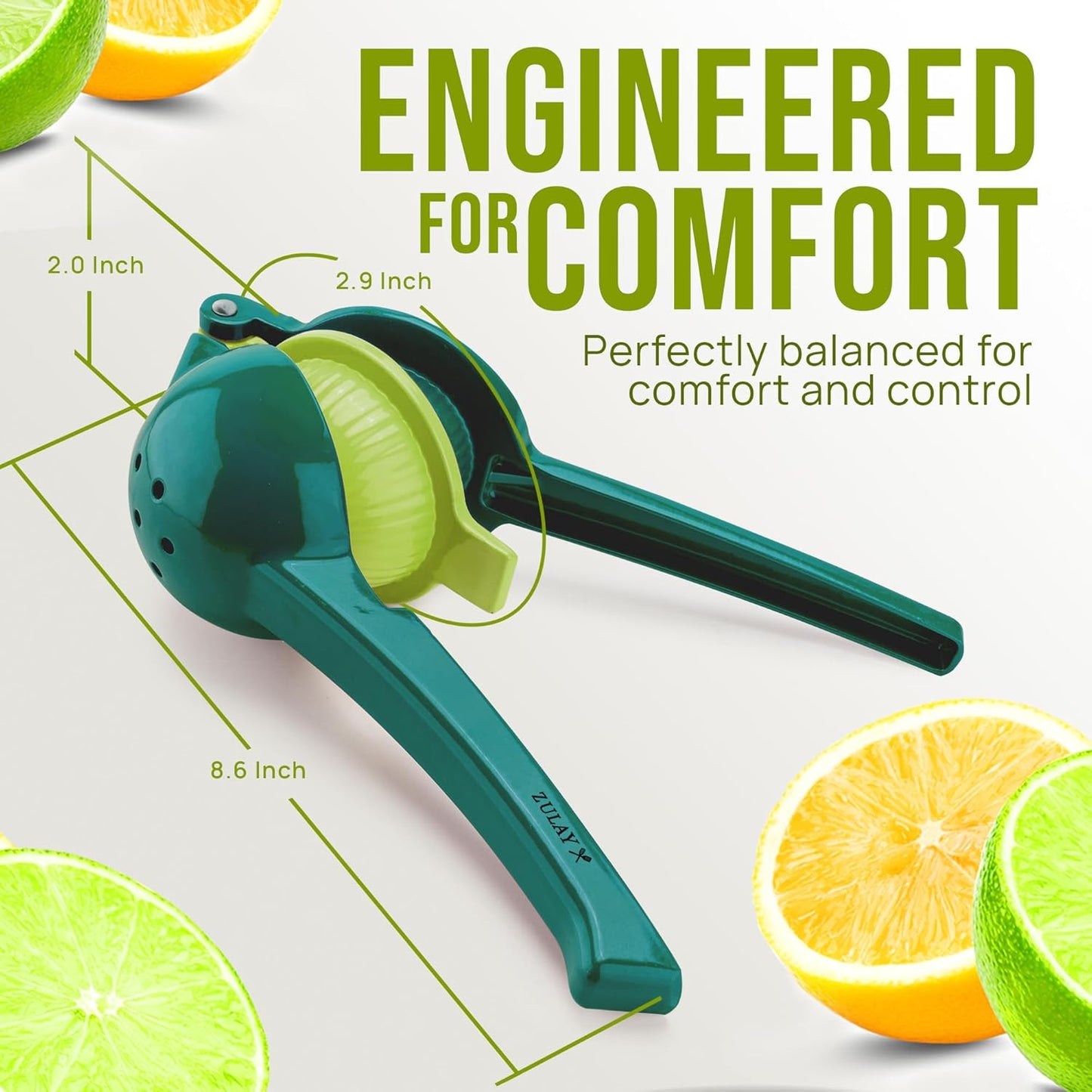 Zulay Kitchen Metal 2-in-1 Lemon Squeezer - Sturdy Max Extraction Hand Juicer Lemon Squeezer Gets Every Last Drop - Easy to Clean Manual Citrus Juicer - Easy-Use Lemon Juicer Squeezer - Yellow/Green