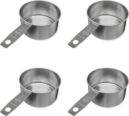 1/8 Cup Stainless Steel Measuring Cup | Sturdy Metal 30 ml | 30 cc | 1 oz | Single Cup for Wet and Dry Ingredients | Great for use as 1/8 Cup Coffee Scoop - 1 PK