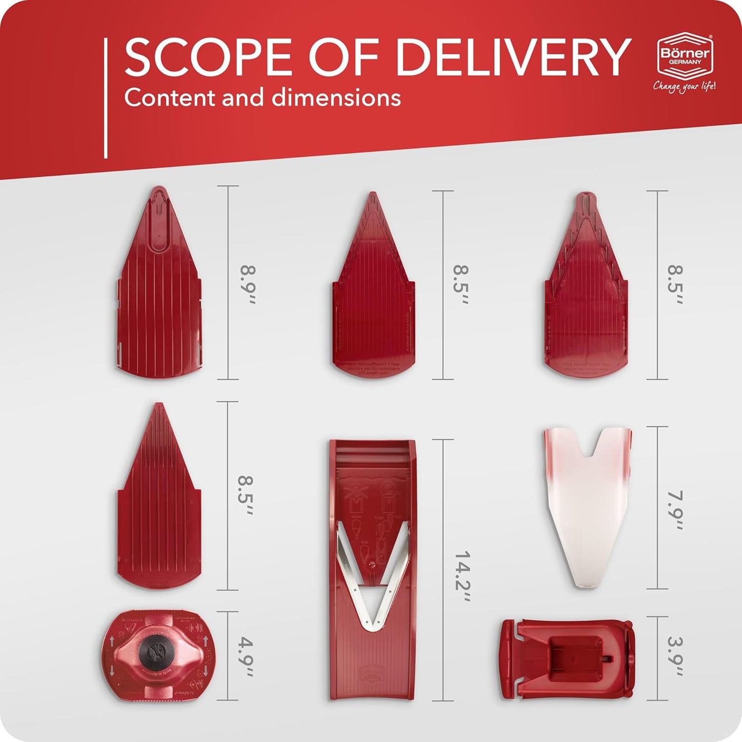 BORNER V Mandoline Slicer Kitchen V1 ClassicLine Starter Set | Vegetable Grater Börner - Quality Made in Germany, Color:Orange