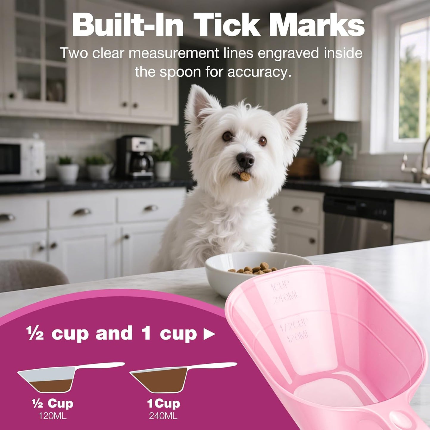 Food Scoop With Measuring Lines 2 Pack Black For Dog, Cat, Puppy, Coffee Bean, Flour Scoop, Ice