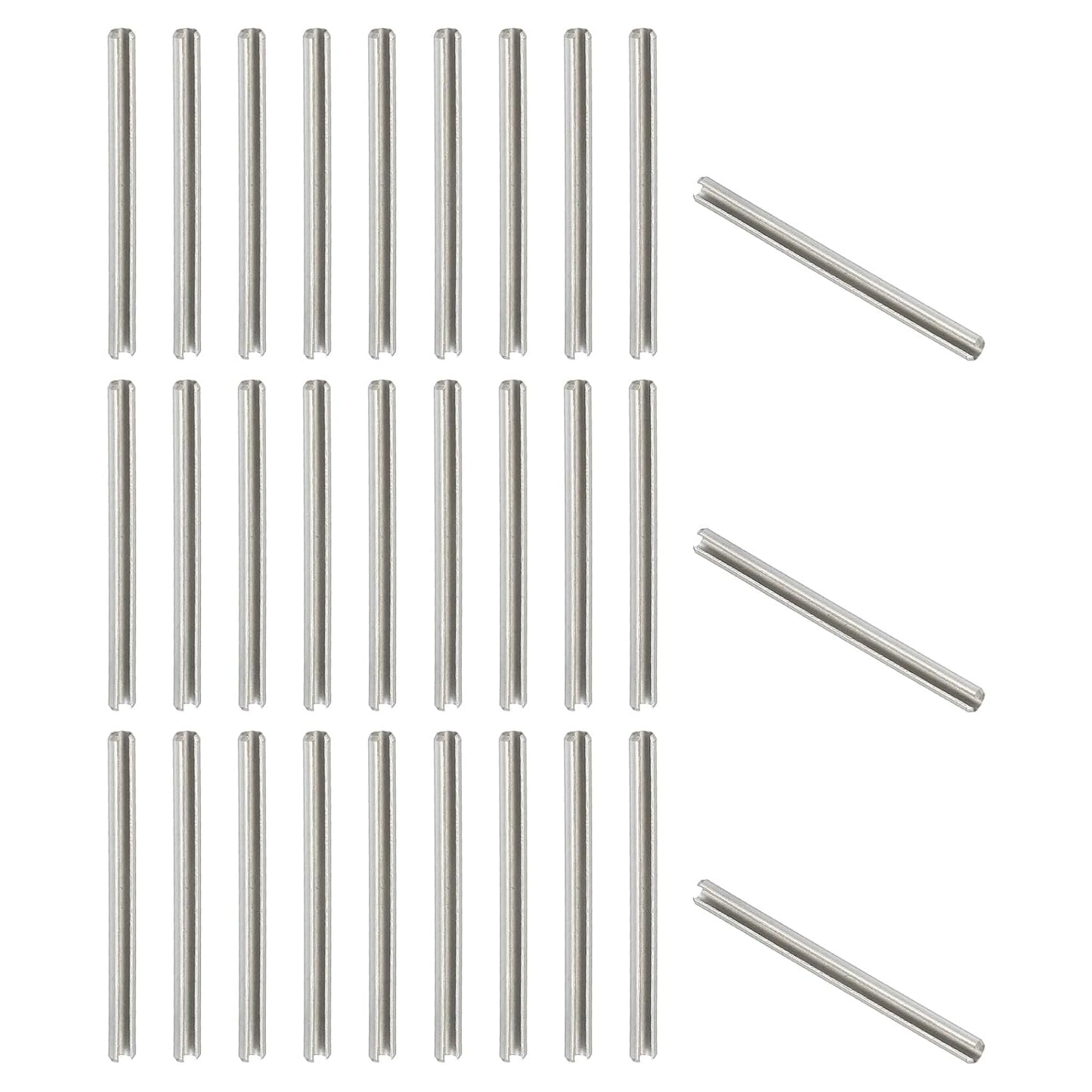 PATIKIL Slotted Spring Pin, 50 Pcs 1/8" x 3/4" (3.2mm x 20mm) 304 Stainless Steel Split Roll Pins Spring Dowel for Home Improvement Automotive Machine Repair, Silver - Colors A