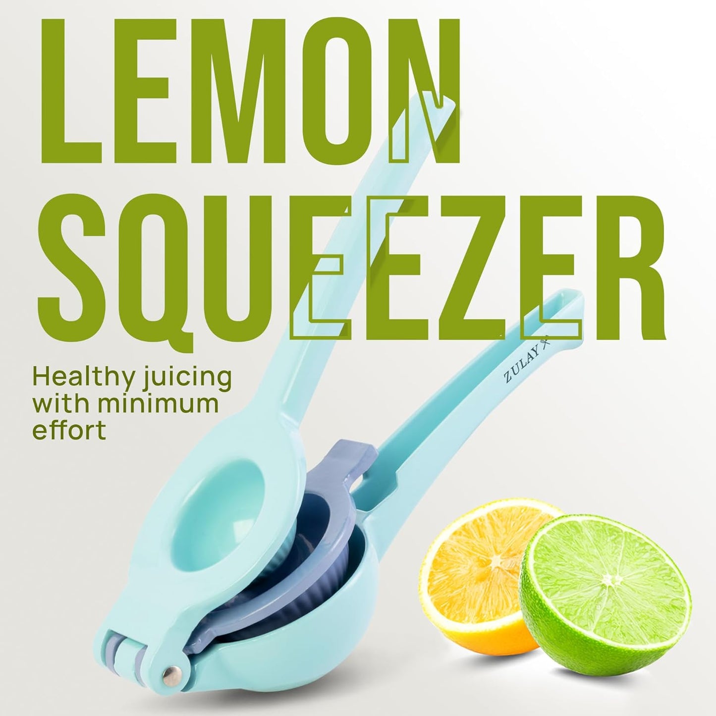 Zulay Kitchen Metal 2-in-1 Lemon Squeezer - Sturdy Max Extraction Hand Juicer Lemon Squeezer Gets Every Last Drop - Easy to Clean Manual Citrus Juicer - Easy-Use Lemon Juicer Squeezer - Yellow/Green