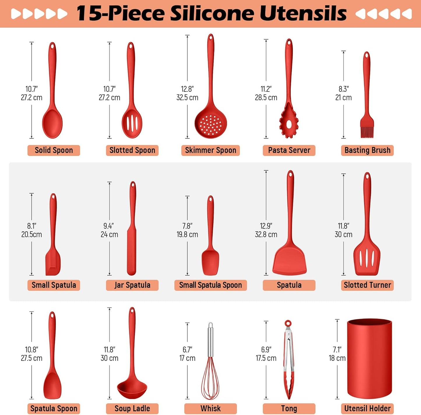 Silicone Cooking Utensil Set, Homikit 15pcs Kitchen Utensils with Holder for Nonstick Cookware, Heat Resistant Nontoxic Silicone Spatula Set Dishwasher Safe Kitchen Tools for Baking-Black