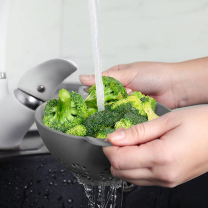 Meadow Lane 6-inch Small Colander, BPA-Free, Dishwasher Safe, Double Handles, Compact Food Strainer for Berries, Veggies and Pasta, 3-Cup Capacity, Smooth White