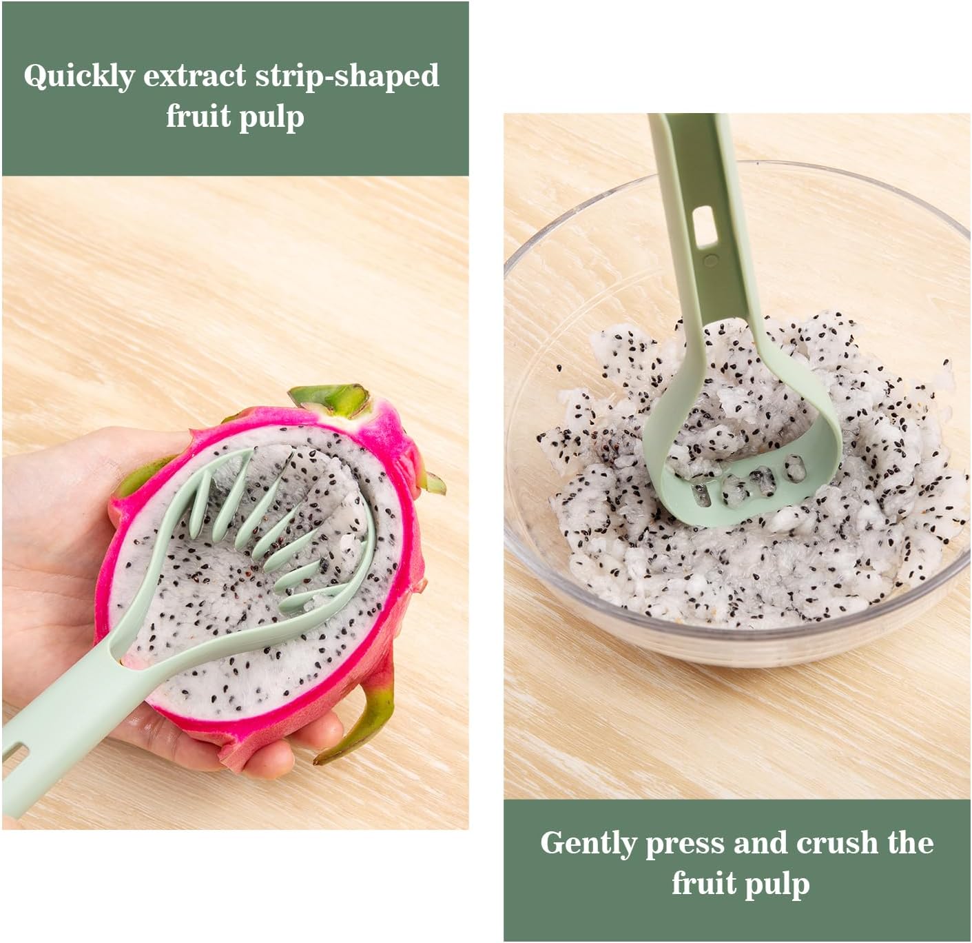 Melon Baller Scoop Set - 6 in 1,Stainless Steel Fruit Cutter,Seed Remover Cutter,watermelon Scooper Fruit Scooper and Baller, Fruit Carving Tools Dig Pulp Separator Fruit Slicer（Green）