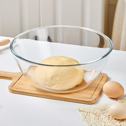Large Glass Mixing Bowl with Lid, Clear Glass Salad Cooking Bowls for Sourdough, Salad and Storage Prepping and Baking Food Storage Set