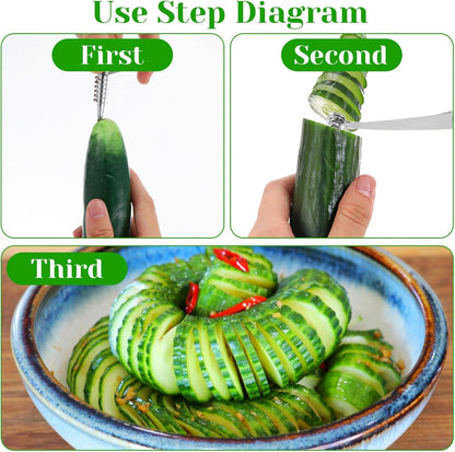 Potato Spiral Cutter Stainless Steel Vegetable Spiralizer Spiral Cutter for Veggies Cucumbers Carrots Potatoes Fruits - Compact and Easy to Use Kitchen Tools