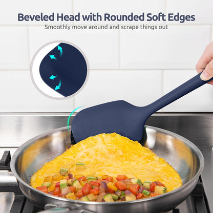 Silicone Kitchen Cooking Utensil Set: U-Taste High Heat Resistant 13.6in Long Kitchen Gadgets, BPA Free Non Stick Rubber Cook Accessories For Stir Frying, Serving, Basting, Mixing (5 Pieces, Black)