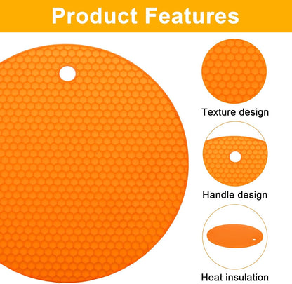 uxcell 3pcs Silicone Jar Opener Pads, 17.5cm/7" Texture Can Opener Multipurpose Round Bottle Lid Opener Non-Slip Coasters for Weak Hands Seniors Children, Orange, Blue, Gray