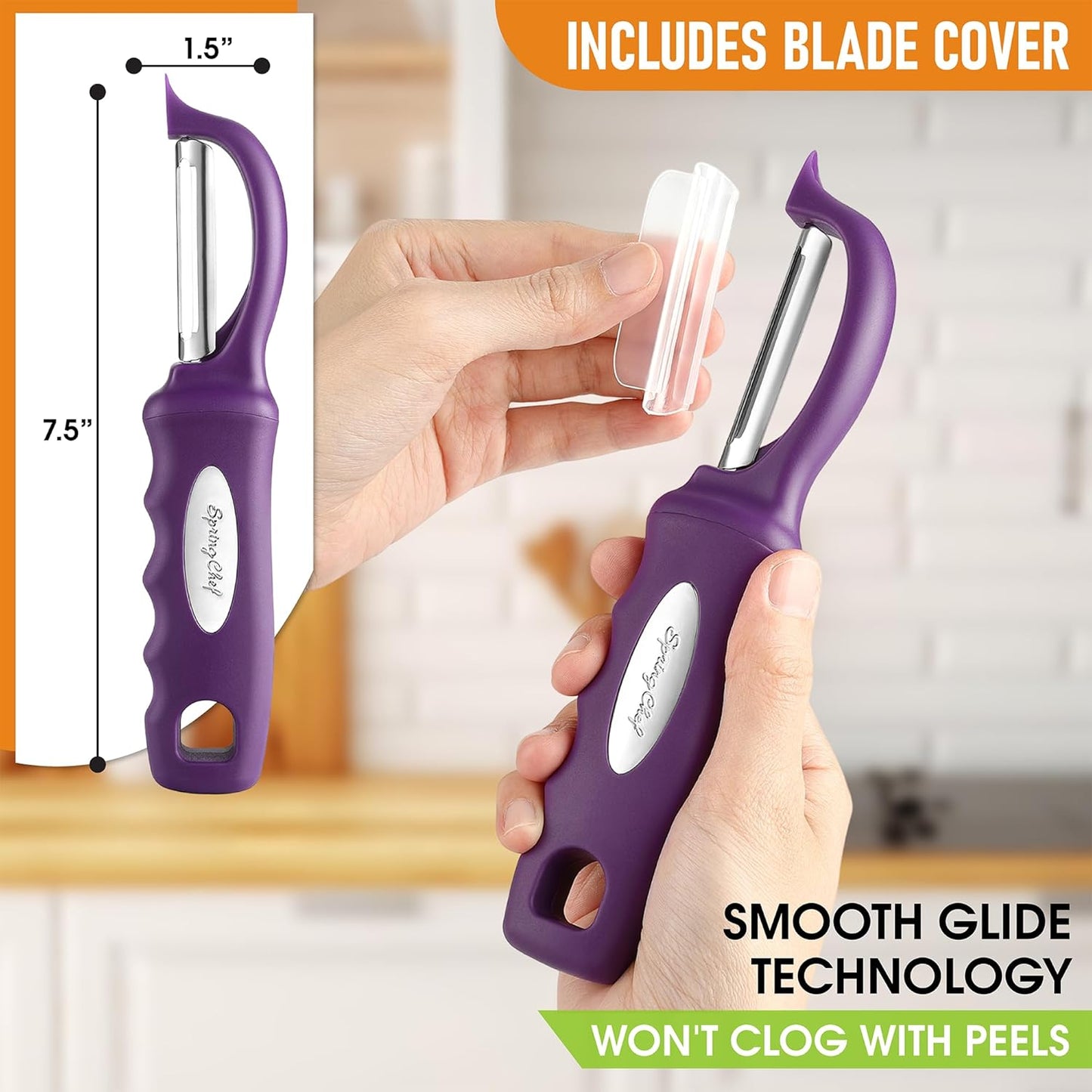 Spring Chef Premium Swivel Vegetable Peeler, Soft Grip Handle and Ultra Sharp Stainless Steel Blades - Perfect Kitchen Peeler For Veggie, Fruit, Potato, Carrot, Apple - Pink Lemonade