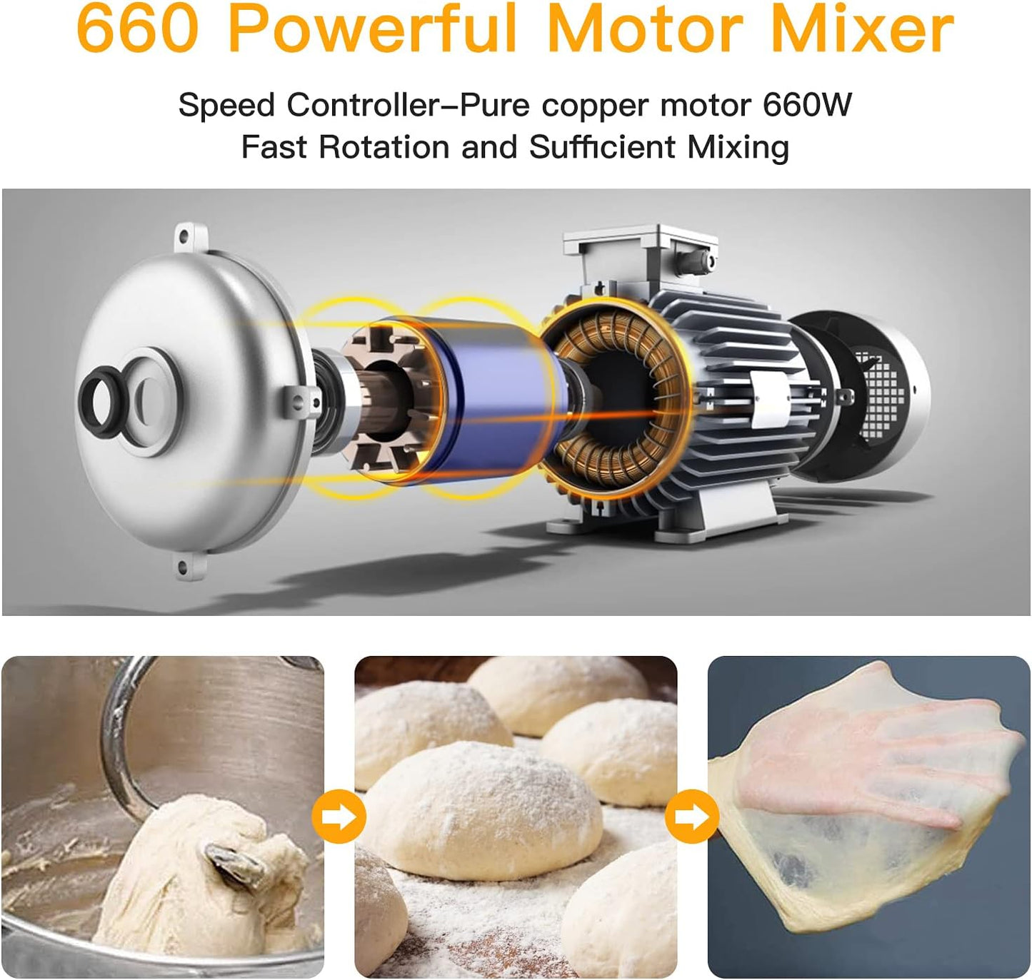 Stand Mixer, 7.5QT 660W Electric Dough Mixer, Kitchen 10-Speed Tilt-Head Food Mixer for Baking&Cake, with Stainless Steel Bowl, Whisk, Dough Hook, Beater, Splash Guard(RED) MC1