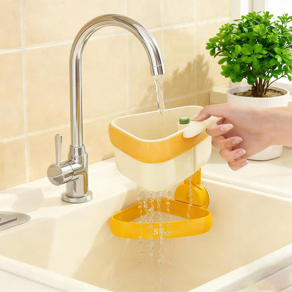 Corner Sink Strainer,Sink Strainer Basket,2026 New Upgraded Suction Cup Press Sink Drainer Basket,Food Drainer for Sink,Practical Corner Kitchen Sink,Sink Ccorner Strainer Helper(Yellow)