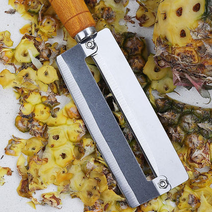 BESTonZON Pineapple Knife Peeler with Wooden Handle Stainless Steel Sugar Cane Cutter Fruit Peeling Knife for Kitchen Use 10.2 Inch