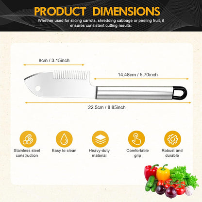3pcs New Stainless Steel Multi-purpose Julienne Peeler, Vegetable Julienne Slicer Handheld, Quick & Easy Kitchen Shredder Tool, Comfortable Handle & Hanging Hole for Carrot, Cucumber