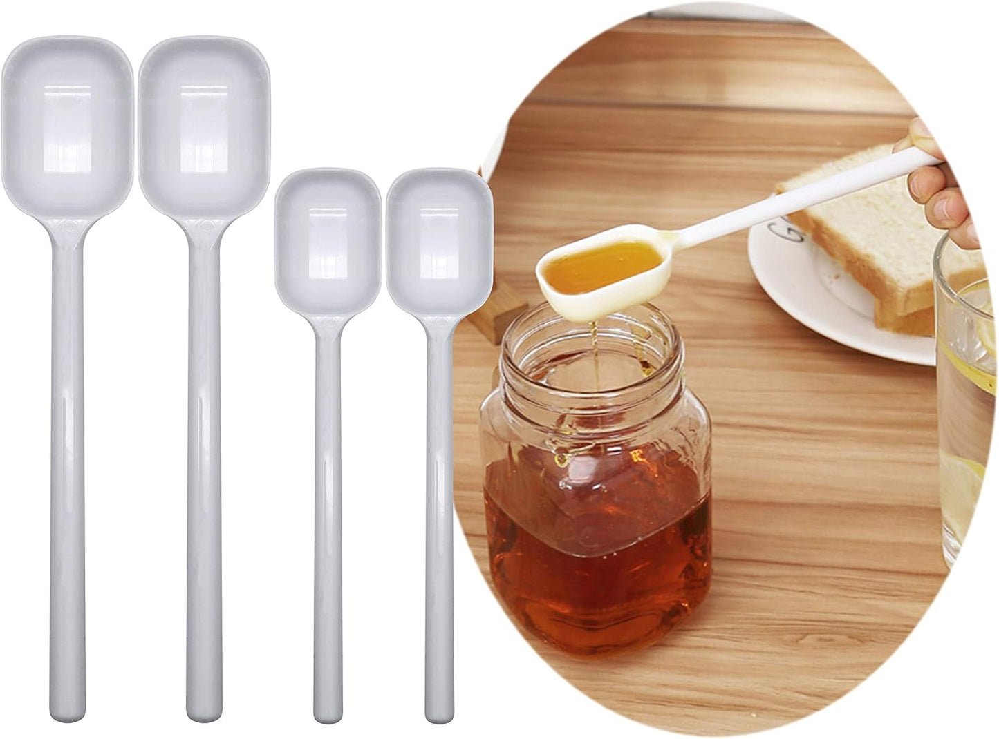 EIKS 4 sets Long Handle Teaspoons Measuring Spoons for Dry and Liquid Ingredients Use in Kitchen Cooking Baking Coffee