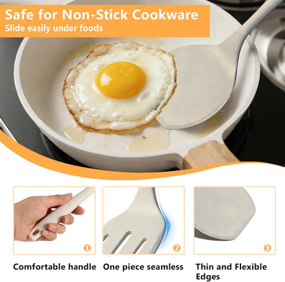 Silicone Spatula Turner Set, 600°F High Heat Resistant Spatulas for Cooking, BPA Free, Large Flexible Kitchen Utensils Flipping Eggs, Pancakes, Fish, Burgers, Dishwasher Safe (4 Pack, Black)