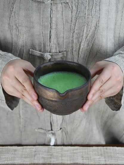 Artcome 4 Pcs Complete Matcha Ceremony Kit - Japanese Bowl With Pouring Spout, Whisk, Holder, Scoop - Tea Set for Making Usucha, Koicha and Latte (Green)