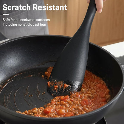 3 PACK Silicone Cooking Spatula & Spoon for Nonstick Cookware, Multifunction Spoonula for Baking, Cooking, Serving, Mixing, Stirring, Scoop, Scrape - One-Piece Formed, Sturdy BPA-Free, Dishwasher Safe