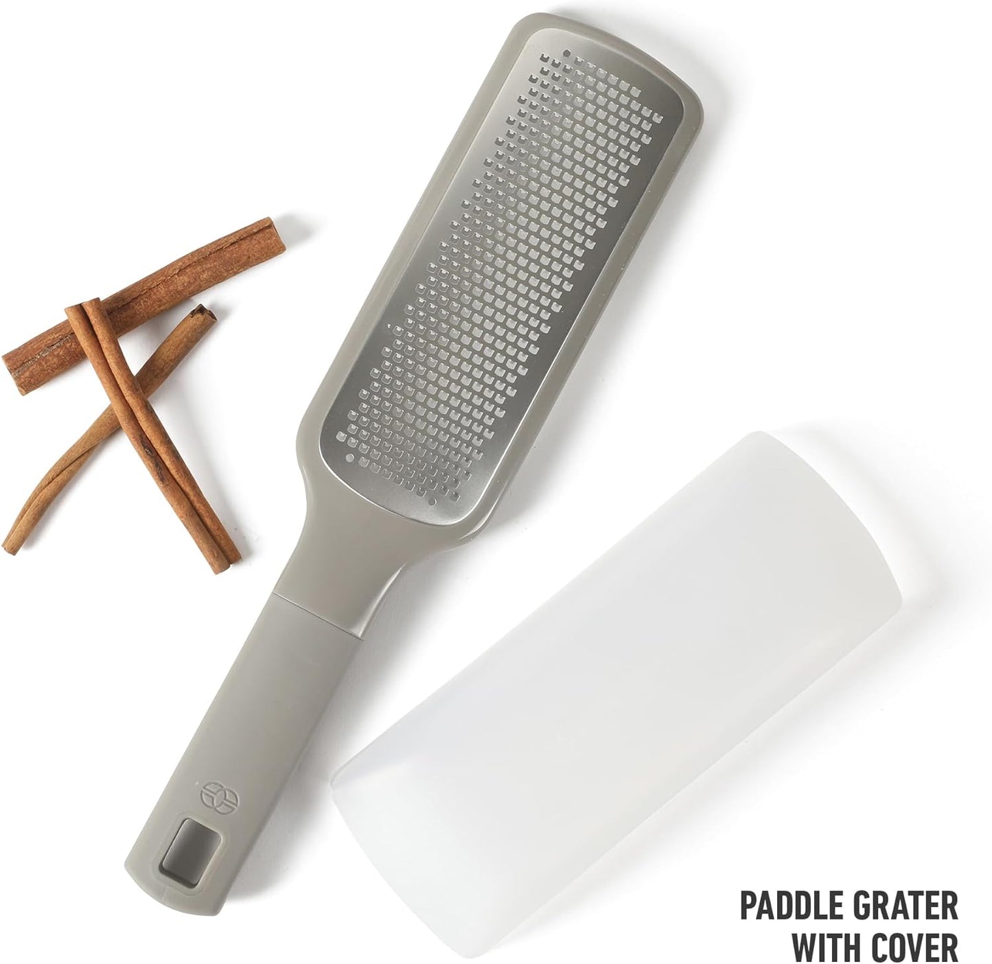 Calphalon Edge Stainless Steel Handheld Grater Lemon Zester W/Cover & Rubber Handle - Navy Blue