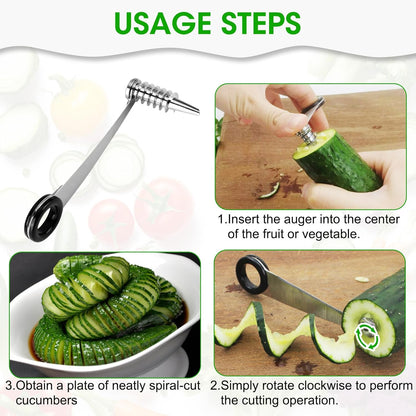 2pcs 4.2in Stainless Steel Spiralizer,Vegetable Spiralizer for Potatoes, Carrots, Cucumbers, Kitchen Accessories Tool, Curly Fry Cutter for Home Cooks & Healthy Meal Prep