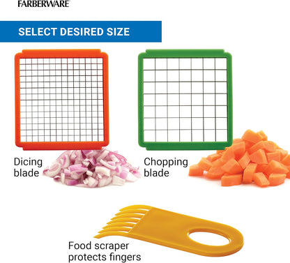 Farberware Professional Vegetable Chopper, 2 Blades For Slicing and Dicing Onions, Tomatoes, Potatoes And More, Meal Prep Made Easy