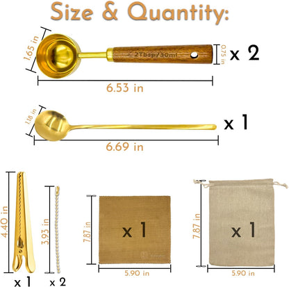 Coffee Scoop with Wooden Handle, 1 Tablespoon/ 15 ml, 304 Stainless Steel Measuring Spoon for Ground Coffee, Espresso, Tea, Protein Powder, Spices (6 Pack)