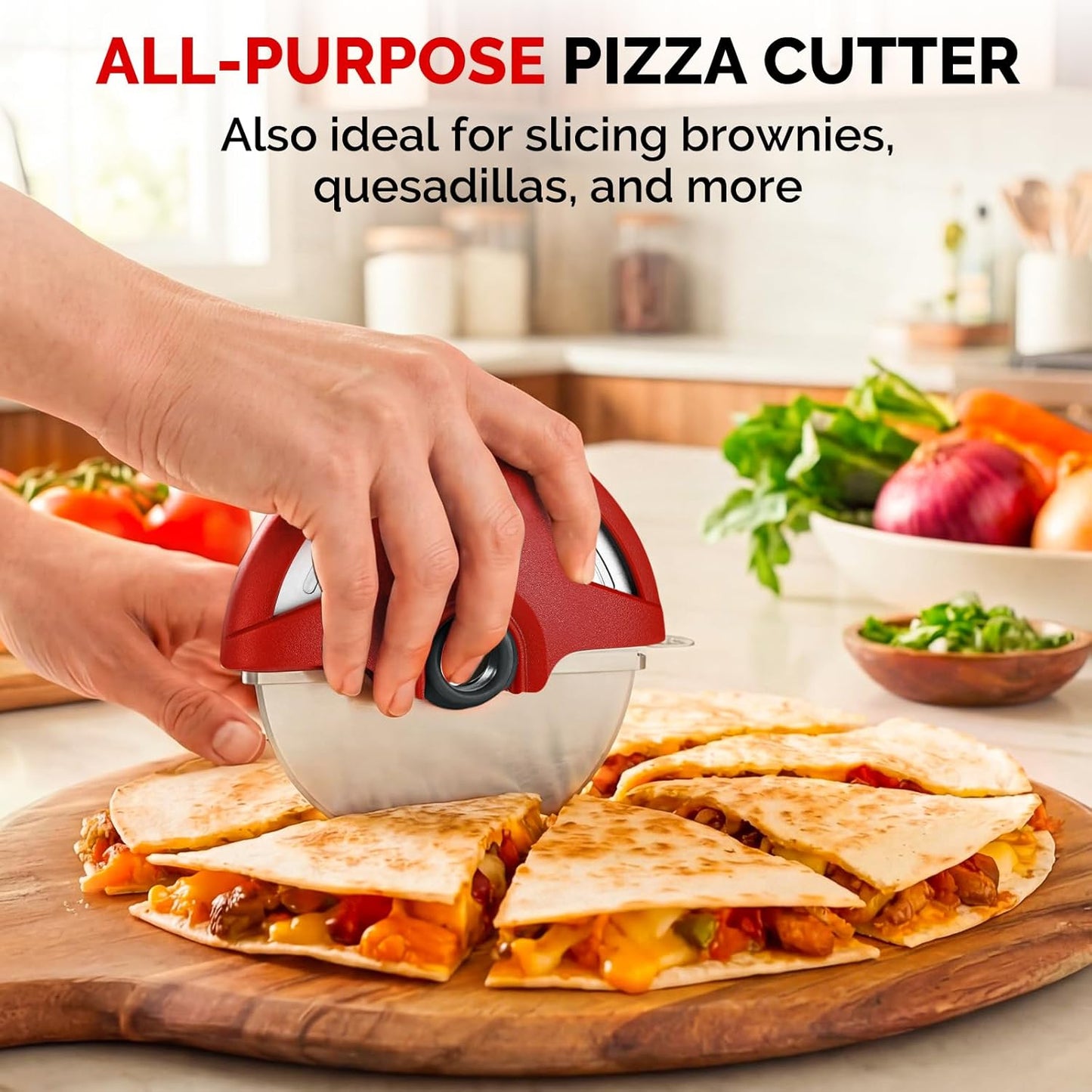 UHIYEE Pizza Cutter Wheel, 4.3 Inch Stainless Steel Pizza Slicer with Protective Blade Cover, Detachable Dishwasher Safe Pizza Cutter for Thin Crust, Thick Crust, Flatbread and Pastry