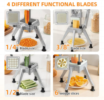 Commercial Vegetable Fruit Chopper, Heavy Duty Professional Food Dicer with 1/4" Blade, French Fry Cutter, Fruit Slicer for Restaurants & Home Kitchen